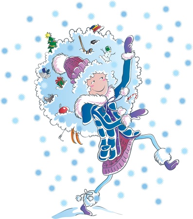 Winter girl and snowのイラスト素材