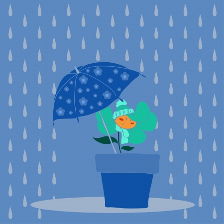 Rain and flowerのイラスト素材