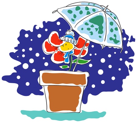 Snow and flowerのイラスト素材