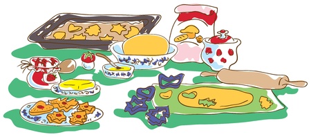 Ingredients and steps biscuitsのイラスト素材