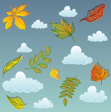 Autumn leaves with the sky backgroundのイラスト素材