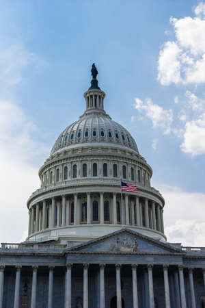US Capitol Building on a clear day with blue sky. Senate and House of Representatives of the United States Governmentのeditorial素材
