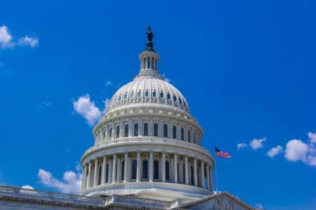 US Capitol Building on a clear day with blue sky. Senate and House of Representatives of the United States Governmentのeditorial素材