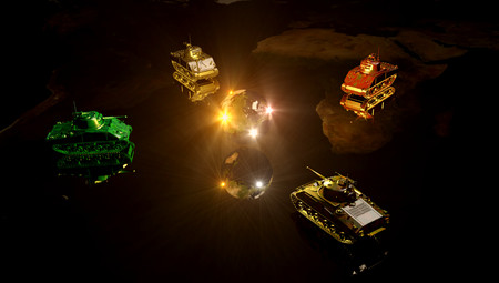 Tanks destroying planet Earthの写真素材