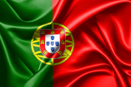 3D rendering Flag of Portugal  is the national flag of the Portuguese Republic. It is a rectangular bicolour with a field unevenly divided into green on the hoist, and red on the flyの写真素材