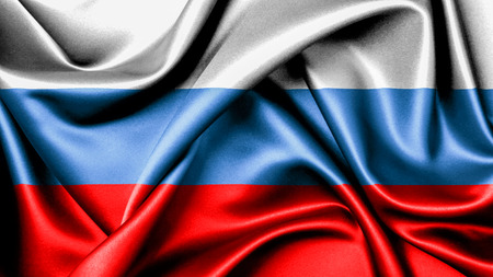 3D rendering flag of Russia is a tricolor flag consisting of three equal horizontal fields: white on the top, blue in the middle and red on the bottomの写真素材
