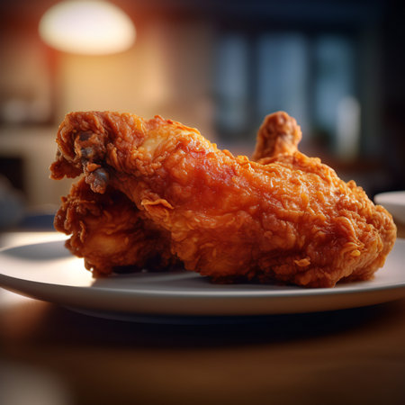 Fried chicken is a culinary delight that has captivated taste buds around the globe. With its golden-brown, crispy exterior and tender, succulent meat inside, it's no wonder that fried chicken holds a special place in the hearts of food enthusiasts everywhere.generative aiの素材