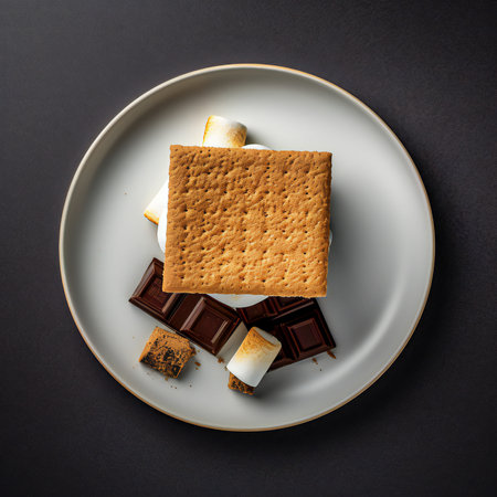 S'mores are a delightful treat that combines the simple pleasures of melted chocolate, gooey marshmallows, and crunchy graham crackers. This classic campfire dessert has become a beloved symbol of summertime and outdoor adventures.generative aiの素材
