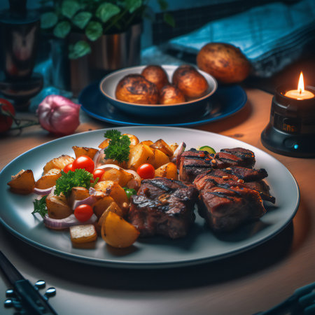 Barbecue is an art form that combines the mesmerizing dance of flames, the enticing aroma of smoky goodness, and the mouthwatering flavors of perfectly cooked meats. It's a culinary experience that transcends borders and cultures, bringing people together with its irresistible charm.generative aiの素材
