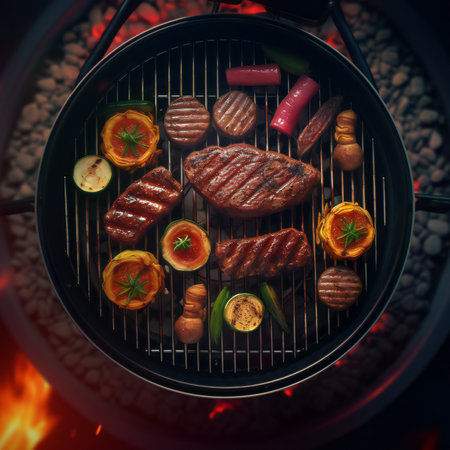 Barbecue is an art form that combines the mesmerizing dance of flames, the enticing aroma of smoky goodness, and the mouthwatering flavors of perfectly cooked meats. It's a culinary experience that transcends borders and cultures, bringing people together with its irresistible charm.generative aiの素材