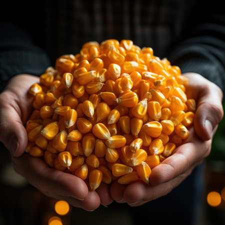 Vast fields of golden corn stretch towards the horizon, a testament to the dedication of farmers and the heart of an industry that feeds nations. From planting to harvesting, every step is a labor of love that yields abundant harvests. Amidst the rustling leaves, a scene of loading onto cargo ships unfolds, highlighting the vital link between production and global export. It's a snapshot that captures the journey of sustenance, from the fertile fields to the ports that connect communities across the world.generative aiの素材