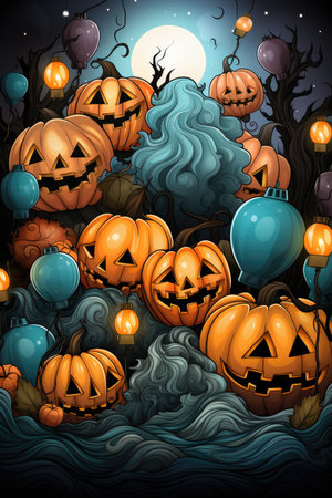 This 2:3 wallpaper transports you into a realm of Halloween enchantment, where the soft glow of jack-o'-lanterns illuminates the night. Each meticulously carved pumpkin boasts its own unique expression, from friendly grins to mischievous smirks.generative aiの素材