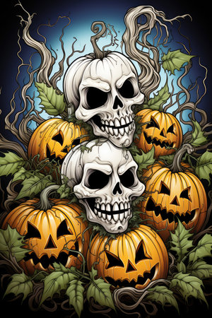 This 2:3 wallpaper transports you into a realm of Halloween enchantment, where the soft glow of jack-o'-lanterns illuminates the night. Each meticulously carved pumpkin boasts its own unique expression, from friendly grins to mischievous smirks.generative aiの素材