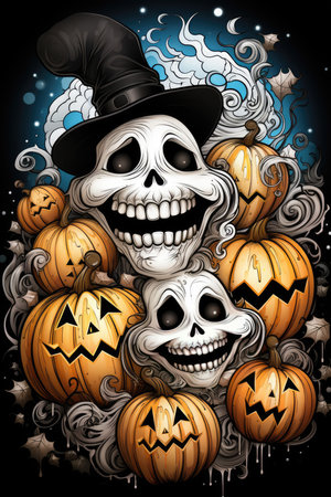 This 2:3 wallpaper transports you into a realm of Halloween enchantment, where the soft glow of jack-o'-lanterns illuminates the night. Each meticulously carved pumpkin boasts its own unique expression, from friendly grins to mischievous smirks.generative aiの素材
