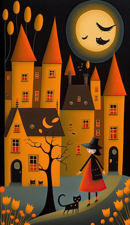 In this collection of Halloween night coloring graphics, the canvas comes alive with the magic of the season. Ghosts glide through the moonlit sky, pumpkins cast their eerie glow, and witches stir their cauldrons in enchanting detail.の素材