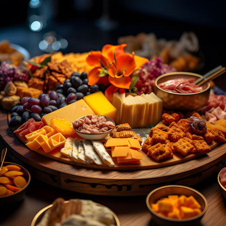Cheese platter one of the most popular foods on Christmas Eve.AI generatedの素材