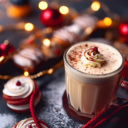 Eggnog one of the most popular foods on Christmas Eve.AI generatedの素材