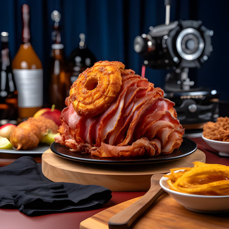 Honey Mustard Glazed Ham Honey Mustard Glazed Ham one of the most popular foods on Christmas Eve.AI generatedの素材