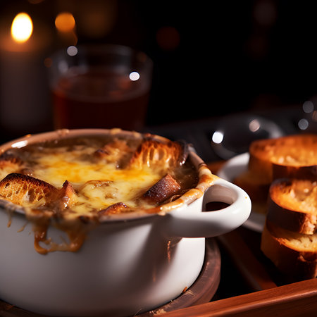 French Onion Soup one of the most popular foods on Christmas Eve.AI generatedの素材