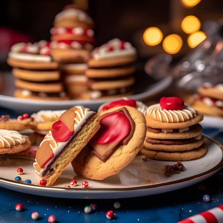 Linzer cookie one of the most popular foods on Christmas Eve.AI generatedの素材