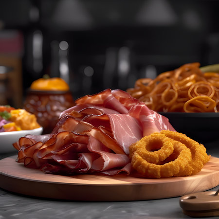 Honey Mustard Glazed Ham Honey Mustard Glazed Ham one of the most popular foods on Christmas Eve.AI generatedの素材