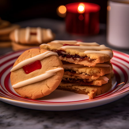 Linzer cookie one of the most popular foods on Christmas Eve.AI generatedの素材