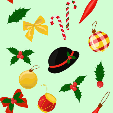 Seamless pattern of Christmas elements in a simple style.の写真素材