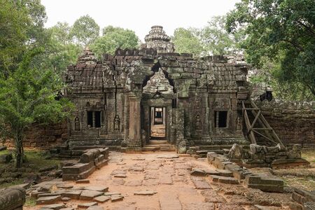 This is Ta som temple in Siem Reap, Cambodia. Historical temple which was constructed almost 1000 years ago. We can see the tree grow up on the temple.の写真素材