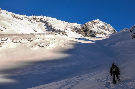 Hiking up Martial Glacier outside of Ushuaia の写真素材