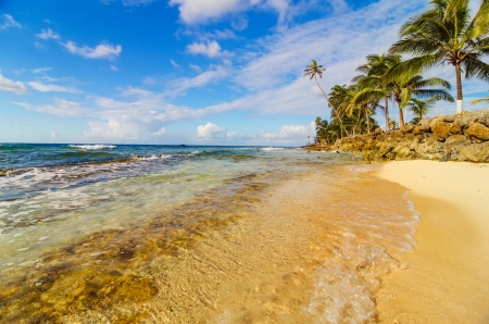 Crystal clear water in San Andres, Colombiaの写真素材