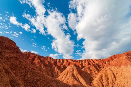 Red Tatacoa Desert in Colombia under a nice blue skyの写真素材