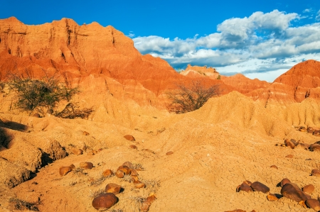 Red rocks and desert landscape in Huila, Colombiaの写真素材