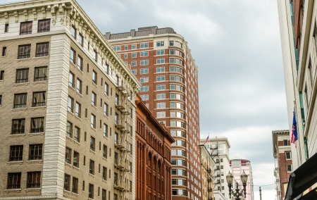 View of several buildings in downtown Portland, Oregonのeditorial素材