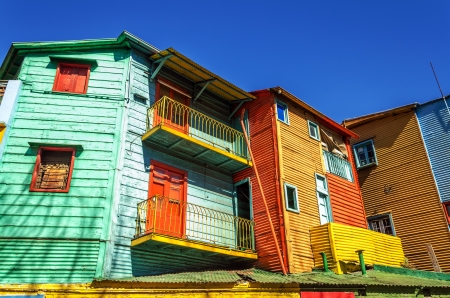 Bright colors in La Boca neighborhood in Buenos Aires, Argentinaの写真素材