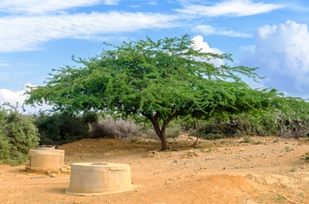 Wells in a desert region of Colombia used by the indigenous Wayuu for water in La Guajiraの写真素材