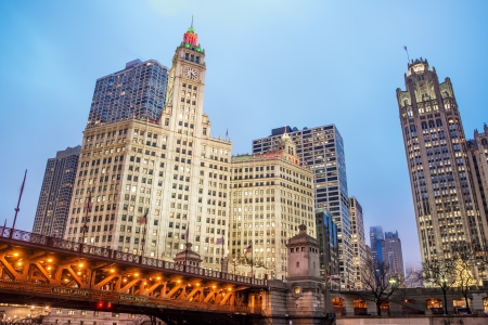 View of downtown Chicago in the area around Michigan Avenueのeditorial素材
