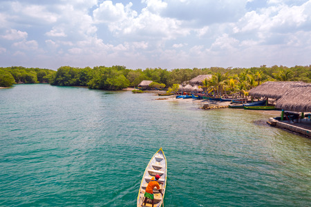 A canoe on the Caribbean coast in Tolu, Colombiaのeditorial素材
