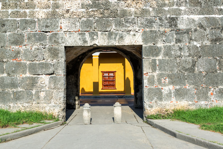 Entrance to the historic walled city of Cartagena, Colombiaの写真素材