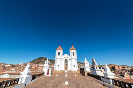 View of the roof of the San Felipe Neri convent in Sucre, Boliviaの写真素材