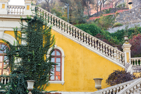 Yellow staircase in Santa Lucia park in Santiago, Chileのeditorial素材