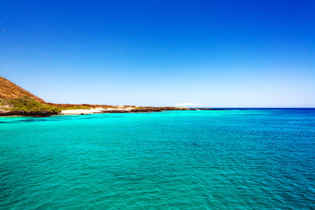 Beautiful turquoise and blue water in the Galapagos Islands in Ecuadorの写真素材