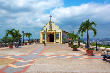 Church on top of Santa Ana hill in Guayaquil, Ecuadorの写真素材
