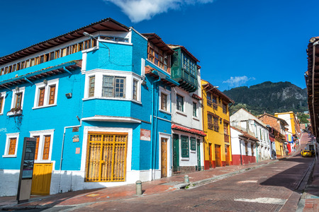 BOGOTA, COLOMBIA - APRIL 21: View of a street corner in La Candelaria neighborhood in Bogota, Colombia on April 21, 2016のeditorial素材