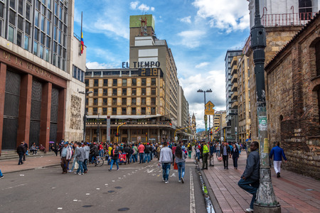 BOGOTA, COLOMBIA - APRIL 23: Activity in downtown Bogota, Colombia on April 23, 2016のeditorial素材