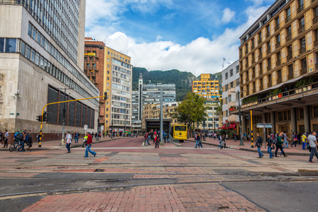 BOGOTA, COLOMBIA - APRIL 23: Transmilenio station in downtown Bogota, Colombia on April 23, 2016のeditorial素材