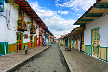 SALENTO, COLOMBIA - JUNE 6: View of the main straight in downtown Salento, Colombia on June 6, 2016のeditorial素材