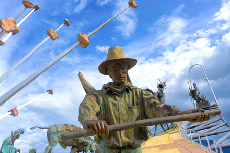CHICAMOCHA CANYON, COLOMBIA - MAY 8: View of statues on the Monument to Santandarean culture at Panachi in Chicamocha Canyon, Colombia on May 8, 2016のeditorial素材