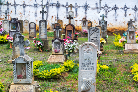BARICHARA, COLOMBIA - MAY 13: Elaborate tombstones in Barichara, Colombia on May 13, 2016のeditorial素材