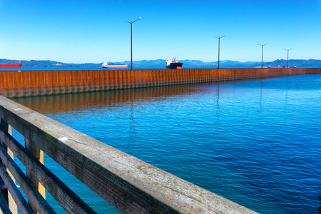 Tankers on the Columbia River in Astoria, Oregon