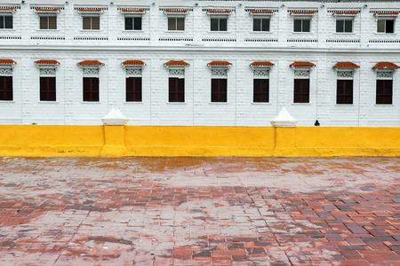 Beautiful white colonial building in the historic center of Cartagena, Colombiaのeditorial素材